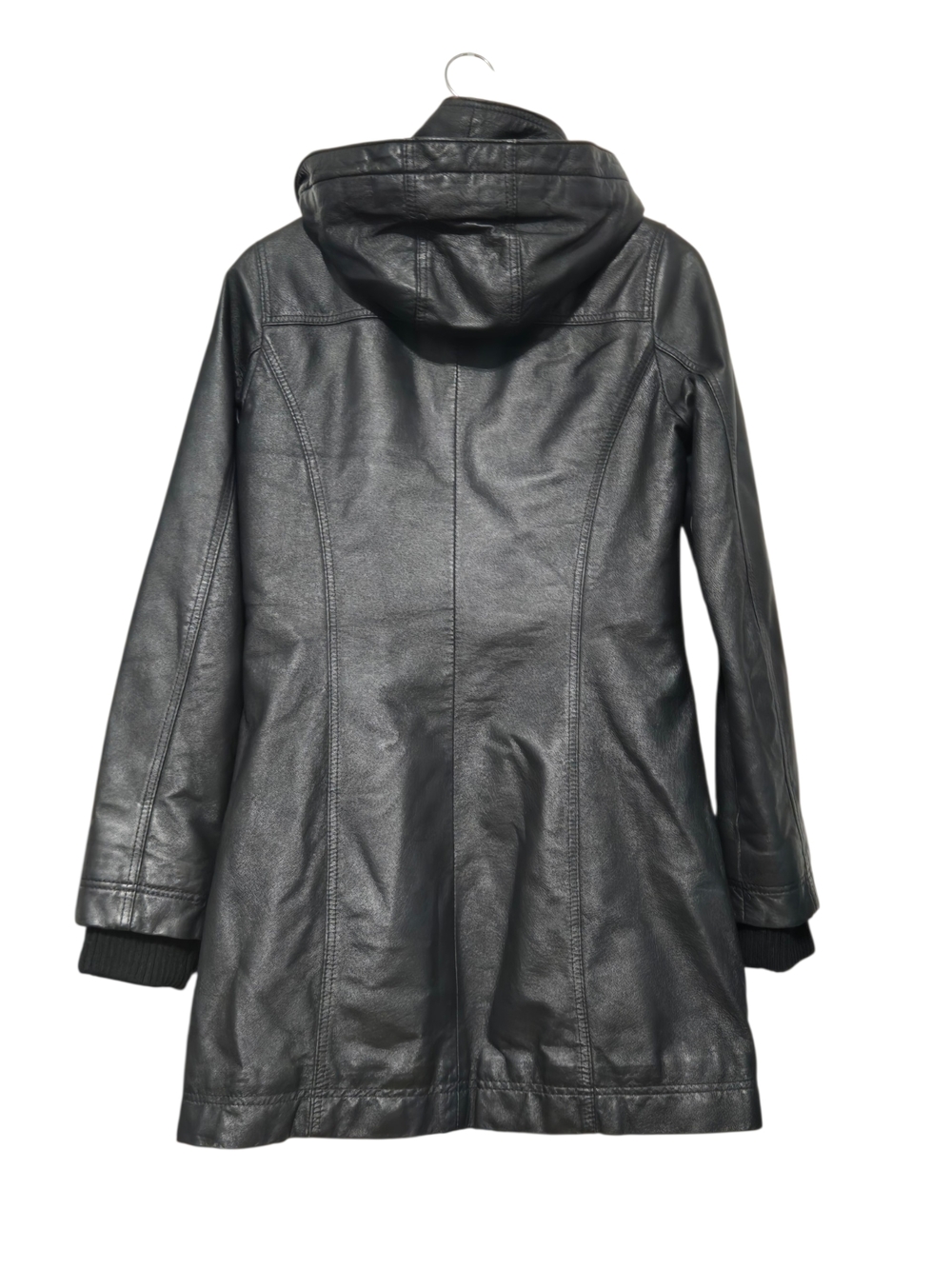 Danier Genuine Leather Hooded Coat Thermolite Insulated Black Mid-Length XXS - Picture 6 of 14
